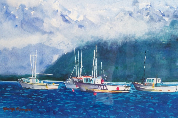 Fishing Boats at Anchor by George Thompson