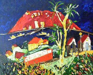 'Cable Car and Cabbage Tree' by Vincent Duncan