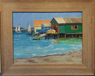 'Evans Bay Boatsheds' by Bill MacCormick