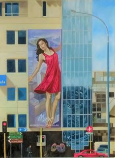 'Red Dress on Taranaki St 2' by Melissa McDougall