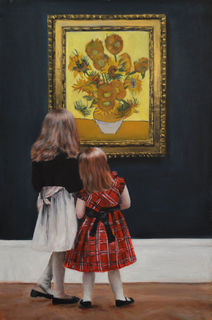 'Watching van Gogh Sunflowers 2' by Escha van den Bogerd (SOLD) commissions available