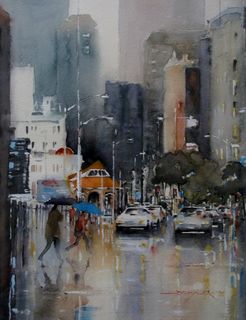 Dianne Taylor 'My atmospheric city street paintings have always been popular, mostly I paint in watercolours and acrylics.'