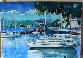'Boat Harbour Wellington' by Joy de Geus (SOLD)