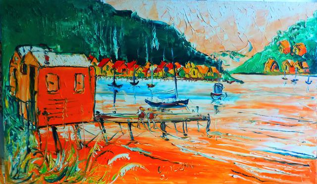 'Morning at the Paremata Boatsheds' by Vincent Duncan (SOLD)