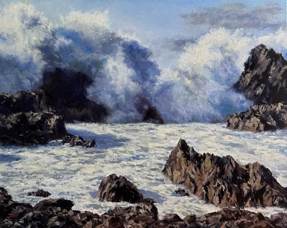 'Southerly Waves Island Bay' by Iwen Yong (SOLD)