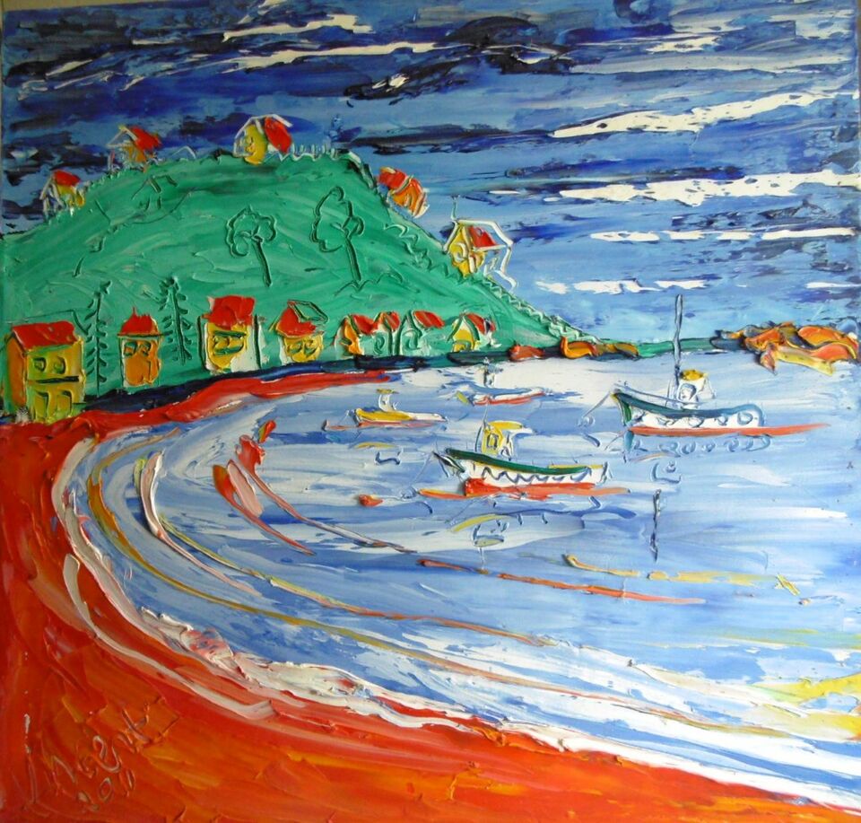 'Fishing Boats at Island Bay' by Vincent Duncan