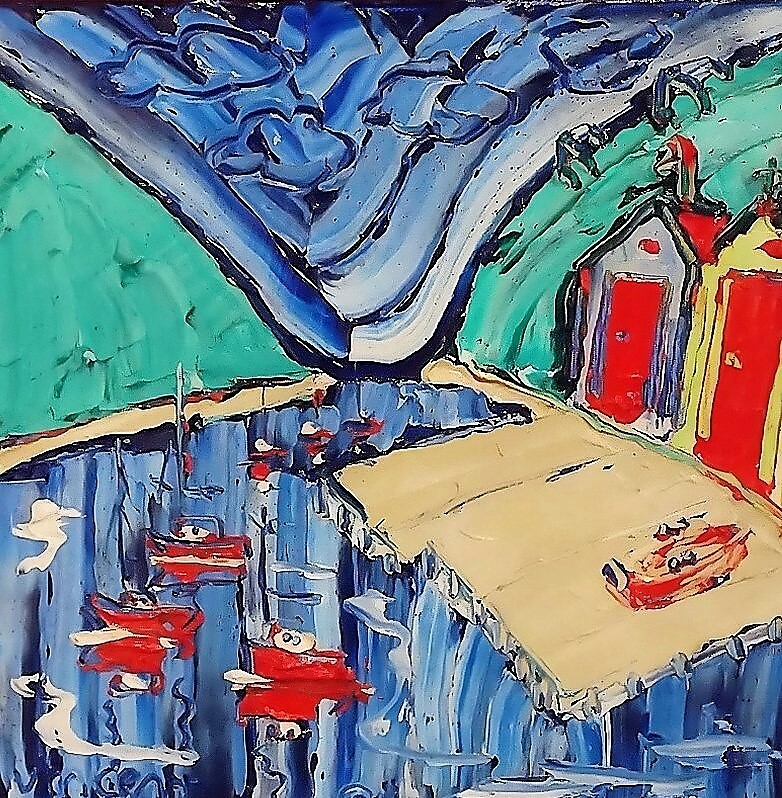'Two Little Boatsheds' by Vincent Duncan