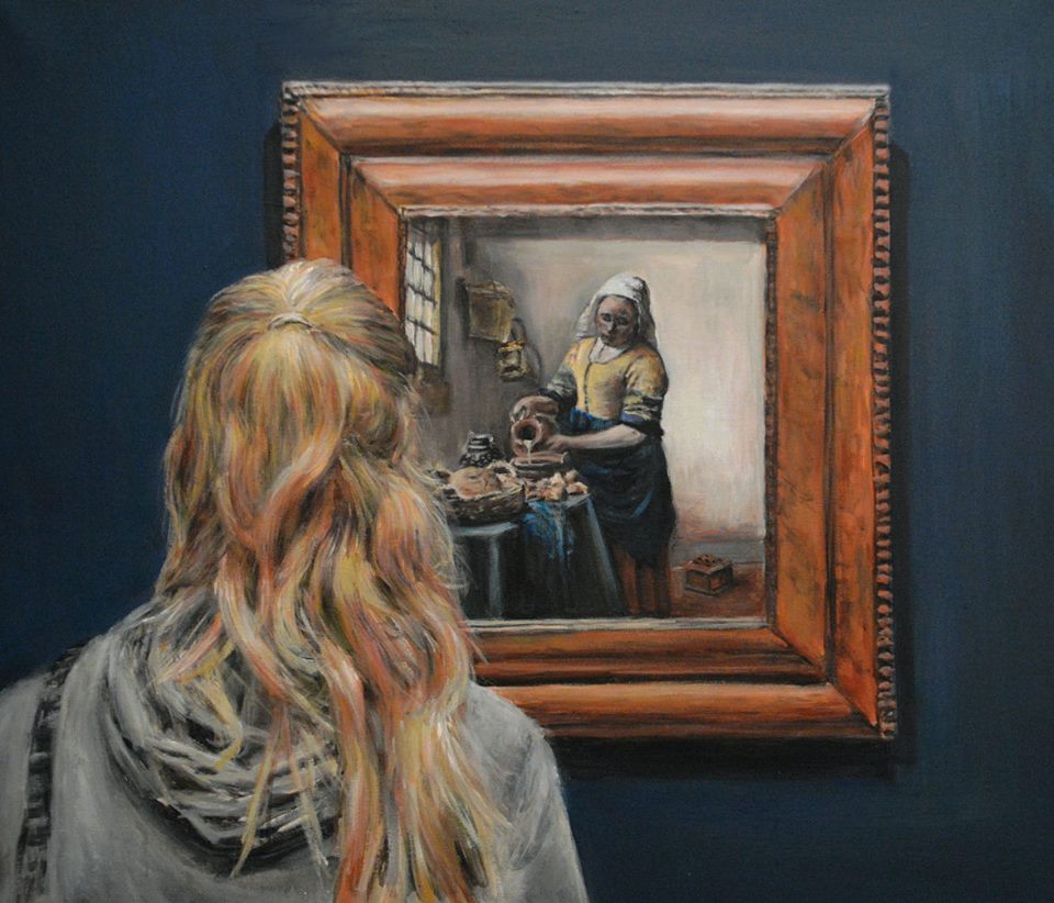 'Watching Vermeer's Milkmaid' by Escha van den Bogerd (SOLD)