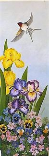 'Garden Flowers and Swallow' by Janet Marshall