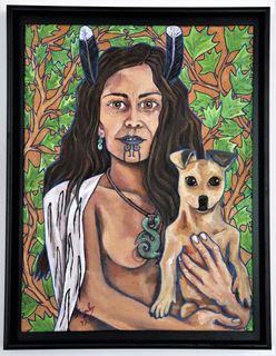 'Wahine with her kuri' by Heimler and Proc