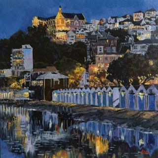 'The Boat Harbour at Night' by Iwen Yong (SOLD)