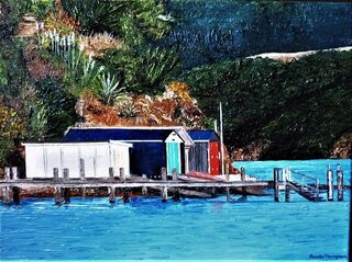 'Boat Sheds Duvouchelle Bay' by Ronda Thompson (SOLD)