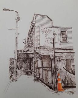 'Coffee at Fidels' by Jill Sutton (SOLD)
