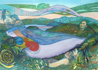 'Creation Wellington Harbour' by Joy de Geus (SOLD)