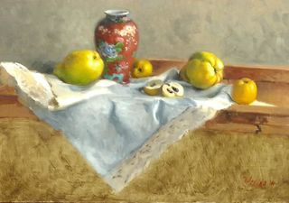 'Quince and Chinese Vase' by Tatyana Kulida (SOLD)