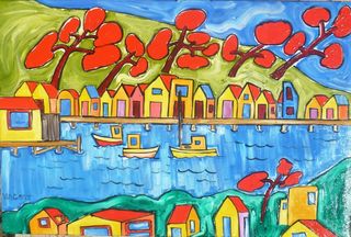 'Under a Pohutukawa Shade Paremata' by Vincent Duncan