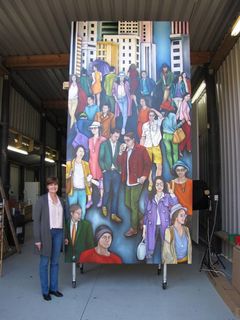 AIG building mural commission by Lauryne Hart