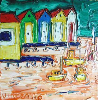 'Evans Bay Boatsheds' by Vincent Duncan (SOLD)